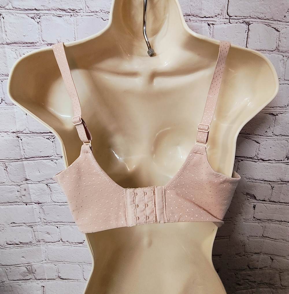 Wacoal Back Appeal Underwire Unlined Bra 34DDD Cream Dot Mesh - Picture 2 of 9